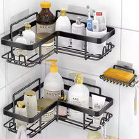 Étagère de rangement adhésive en acier inoxydable pour douche, sans perçage, 2/3/4/5 pièces, organisateur de rangement pour douche, étagère de rangement pour porte de douche