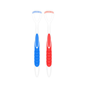 Grattoir à langue en plastique antidérapant orange, outil de nettoyage de la langue, produit d'hygiène bucco-dentaire - Product Image 2