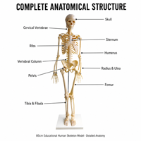 Modelo de Esqueleto Humano de PVC de 85 cm con Articulaciones Móviles y Soporte para Escuelas de Enfermería y Educación Médica