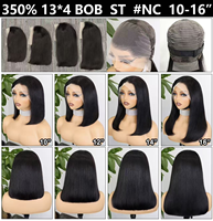 Perruque Bob Lace Front 13x4 pré-épilée en cheveux humains vierges, lisse, avec dentelle transparente et ligne de cheveux naturelle