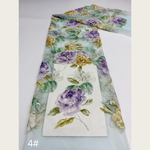 Tessuto in Tulle Ricamato con Paillettes 3D a Forma di Peonia e Farfalla, Design in Velluto Floccato, <span class=keywords><strong>7</strong></span> Colori per Abiti da Sposa e Abiti da Sera - Product Image 3