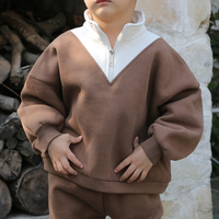 Günstige Großhandel Frühling Kinder Trainings anzüge solide lässige Pullover und Hosen mit elastischer Taille Mädchen Kinder Kleidung Sets für Jungen
