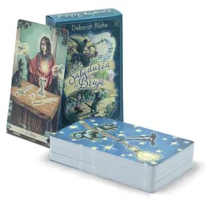 Conception personnalisée originale étoile lune carte de tarot impression premium sorcière papier bleu cartes de tarot pont