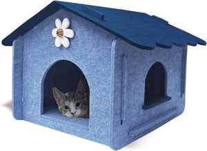 Modern Foldable <b>Cat</b> Hideaway – Cozy Enclosed Felt <b>Cat</b> Cave, Scratch Resistant Indoor <b>Tunnel</b> Bed - Product Image 3