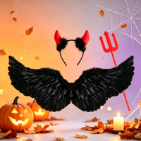 Ailes d'ange, ailes de démon, ailes en plumes, décorations douces, Halloween, Noël, carnaval, cosplay, accessoires de scène de mariage, fournitures pour fêtes d'enfants