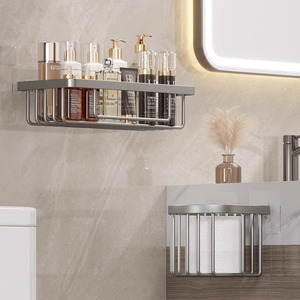 Kim Hyun Wall Mounted Toilet Paper Holder Rectangular Self Adhesive No Drill Bathroom Shelf Tissue Box Holder Modern Style - Product Image 2