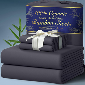 <span class=keywords><strong>Parure</strong></span> de lit 4 pièces en bambou 100 % pur tissé, motif uni, taille King, 300 fils, toutes saisons, personnalisable, couleur unie - Product Image 6