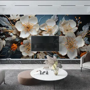 3D 유럽 스타일 대리석 다이아몬드 보석 꽃 벽지 벽화 고품질 부직포 대형 벽 그림 거실 벽 예술