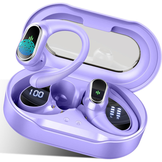 Wireless Earbuds for 5.3 Sport Headphones ENC Noise Canceling Mic Earhooks Running Workout Digital Display IPX4 Waterproof