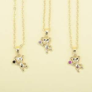 <span class=keywords><strong>Collar</strong></span> de Eslabones Sencillos Chapado en Oro de 14k para Niñas y Mujeres, Latón, Colgante de Corazón de Oso Español con Circonita Cúbica, Joyería Infantil para Hacer Manualidades - Product Image 2