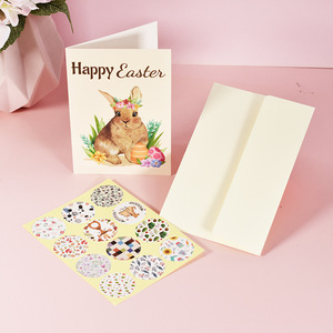 Conejo encantador personalizado Feliz Pascua Tarjeta de felicitación Dibujos animados Impreso Papel DE ARTE doblado Regalo para niños - Product Image 5