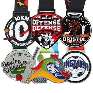 Medalla de Metal Esmaltada para Premios Deportivos, Medallas 2D y 3D Plateadas y Negras para Carreras de 5k, Rugby, Bádminton, Cricket, Fútbol - Product Image 1