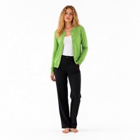 Cardigan en maille ajusté pour femme, vert, col rond, boutonné, manches longues, mélange de viscose, nouvelle collection automne 2026