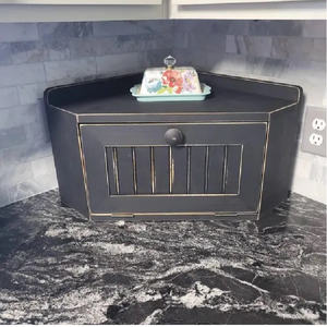 Boîte <span class=keywords><strong>à</strong></span> <span class=keywords><strong>pain</strong></span> de ferme en bois massif avec finition laquée Boîte <span class=keywords><strong>à</strong></span> <span class=keywords><strong>pain</strong></span> d'angle en forme de polygone - Product Image 5