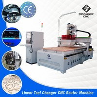 Máquina CNC de 3 Ejes de Alta Resistencia con Cambio Automático de Herramienta para Tallado de Madera en la Industria de Fabricación de Muebles