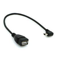 Échantillon gratuit Câble Micro-USB personnalisé Mini USB 2.0 A femelle à angle droit de 90 degrés avec gaine en PVC et blindage tressé pour appareils photo et ordinateurs