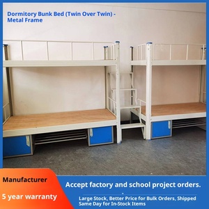 Heavy-Duty liên kết kim loại bunk bed-đôi trên <span class=keywords><strong>Twin</strong></span> khung thép với an toàn guardrails - Product Image 2