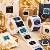 Autocollants personnalisés en papier/plastique rectangulaires adhésifs pour l'Aïd Moubarak, étiquettes d'emballage, étiquettes pour cadeaux de fête musulmane du Ramadan
