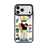 Coque de téléphone AG Feeling Black Edge avec motif de pain vieilli doré pour iPhone 17, 17 Pro Max, 16 Pro, 15, 15 Pro Max, coque magnétique