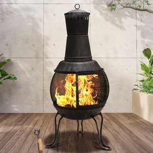 Retro Outdoor Wood Fire Pit With Poker Windproof Rustproof Garden Heater For Courtyard Villa - Product Image 1