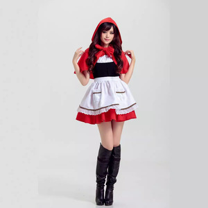 <b>Little</b> <b>Red</b> Riding Hood Cosplay Costume Women Halloween Party Maid Outfit Spring 2025 Skirt Apron Shawl Adult Size - Product Image 3