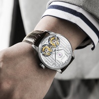 Montre mécanique Aesop à double tourbillon pour homme, montre squelette ajourée