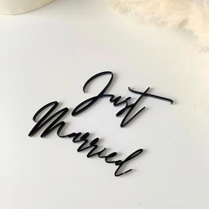 Decorazione per <span class=keywords><strong>Torta</strong></span> Nuziale in Acrilico Nero 'Just Married', Accessorio per Decorazione Torte di Matrimonio - Product Image 5