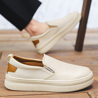 Chaussures pour hommes, chaussures de skate respirantes, tendance et polyvalentes pour hommes sportifs, chaussures décontractées en cuir souple et une paire de baskets blanches