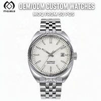 Montre personnalisée avec logo pour homme, 40 mm, ivoire, style business, automatique, cinq maillons, Relogio Montre Automatique