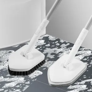 TXL440 Telescopic Long Handle Cleaning Brush Bathroom Tile Toilet Triangular Bristle Brushes Multi-Functional Floor Brush