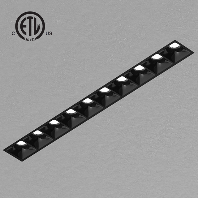 ETL Certified Embedded Aluminum LED Line Downlight Recessed Rectangle Grille Ceiling 2W-30W Industrial Design Home Commercial