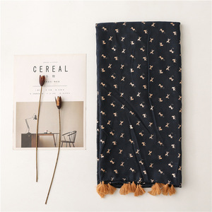 Écharpe longue d'été à imprimé feuille d'or pour femmes, foulard hijab à pampilles de licorne, offre spéciale - Product Image 3