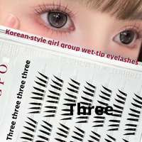 Bulu Mata Palsu Korea Model Wet Tip Cluster, Batang Tipis Tersegmentasi, DIY Individual, Logo Kustom, OEM Tersedia
