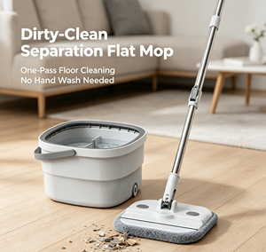 360 Rotating Microfiber <b>Mop</b> Set Self Wringer Square Floor Cleaning <b>Mop</b> <b>and</b> <b>Bucket</b> for Home Office - Product Image 4