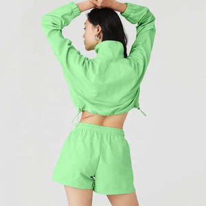 Ropa activa con logotipo personalizado para gimnasio, Jersey ligero de poliéster 100%, Chaqueta corta de gran tamaño para <span class=keywords><strong>mujer</strong></span> - Product Image 3