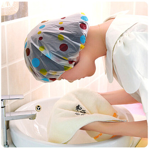 Korean Style Waterproof Shower Cap Cartoon Pattern Thickened Adult Women Bath Cap PE Material Approx 27cm - Product Image 2