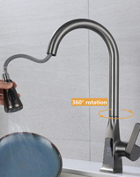 Robinet de cuisine moderne en laiton noir avec douchette extractible, mitigeur chaud/froid, affichage numérique, économie d'eau, poignée unique, à poser, céramique