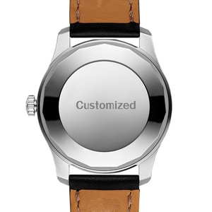 Montre à quartz lumineuse avec bracelet en cuir véritable, boîtier en acier inoxydable argenté, logo personnalisé ODM OEM, style business décontracté. - Product Image 3