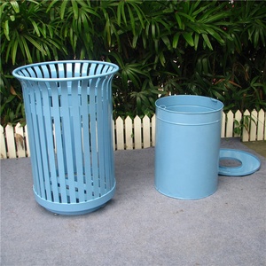 Contenitore per Rifiuti in Acciaio <span class=keywords><strong>da</strong></span> 36 Galloni per Esterni, Vendita Calda in Nord America, Bidone in Metallo con Barre Piatte - Product Image 4