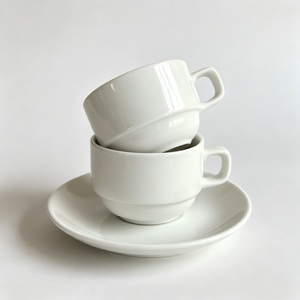 Set di Tazza e Piattino in Ceramica Bianca, Tazza <span class=keywords><strong>da</strong></span> Tè in Porcellana con Piattino e Manico a D per Tè, Caffè, Ristoranti, Hotel, Vendita all'Ingrosso - Product Image 2