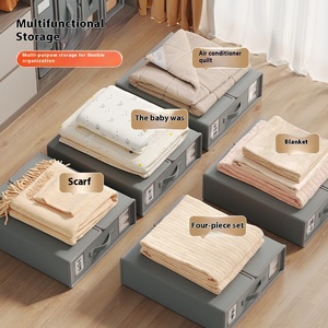 Caja de Almacenamiento Plegable para Sábanas con Tapa, Contenedor Organizador Apilable de Tela No Tejida con Ventana y Asa para Armario, Ropa de Cama, Mantas y Fundas de Almohada - Product Image 2