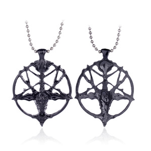 Unisex Vintage <strong>Pentagram</strong> Pan God Skull <strong>Goat</strong> <strong>Head</strong> Charm Necklace Vintage Skull <strong>Head</strong> Charm Pendant Necklace - Product Image 2