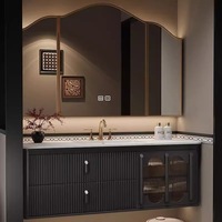 Meuble-lavabo flottant moderne américain de 48 à 60 pouces, style Shaker, avec armoire de rangement d'angle, étanche pour salle de bain