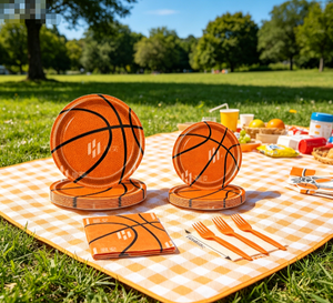 DAMAI Hot Selling Disposable Tableware Set Basketball Sports Themed Party Supplies Ready In Stock include napkins plates dishes - Product Image 4