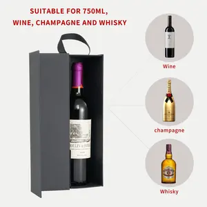 कस्टम लोगो लक्ज़री पोर्टेबल होलसेल फोल्डेबल वाइन पैकेजिंग मैग्नेटिक क्लोजर कोलैप्सिबल शैम्पेन वाइन गिफ्ट बॉक्स
