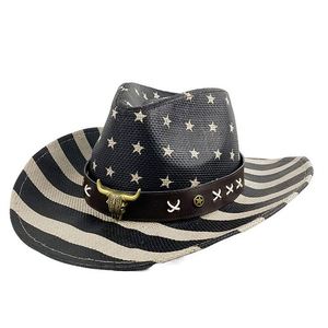Wholesale Vintage American Flag <b>Hat</b> Straw Cowboy <b>Hat</b> <b>for</b> Festive - Product Image 4