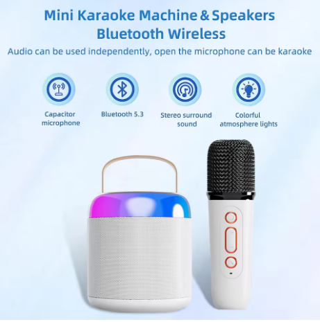 Waterproof Bass Bluetooth Speaker With Microphone For Karaoke RGB Light Stereo Sound Music Box Subwoofer For Home Party