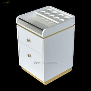 Mobilier de salon spa à ongles mobile de luxe moderne blanc & or résistant à l'acétone <span class=keywords><strong>Kelly</strong></span> Pedi Cart - Product Image 1
