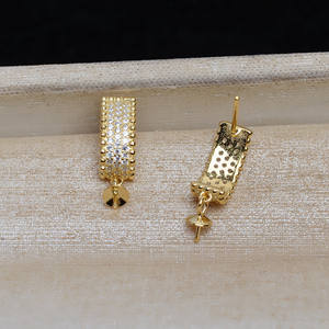 Boucles d'oreilles carrées en argent S925 avec incrustation de perles de 8 à 13 mm JG5192, accessoires de bijouterie DIY, support vide, composants et trouvailles de bijouterie - Product Image 2