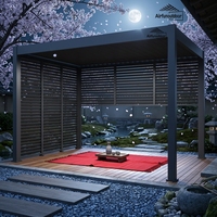 Pergola Bioclimatique Motorisée Airfun en Aluminium avec Toit Rétractable à Lames - Protection UV et Éclairage LED pour Jardin (Décorations Offertes)